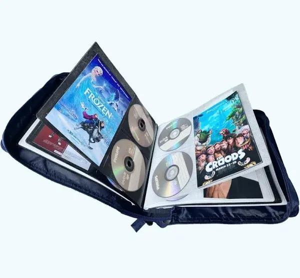 DVD CD Storage Case with Extra Wide Title Cover Pages for Blu Ray Movie Music...