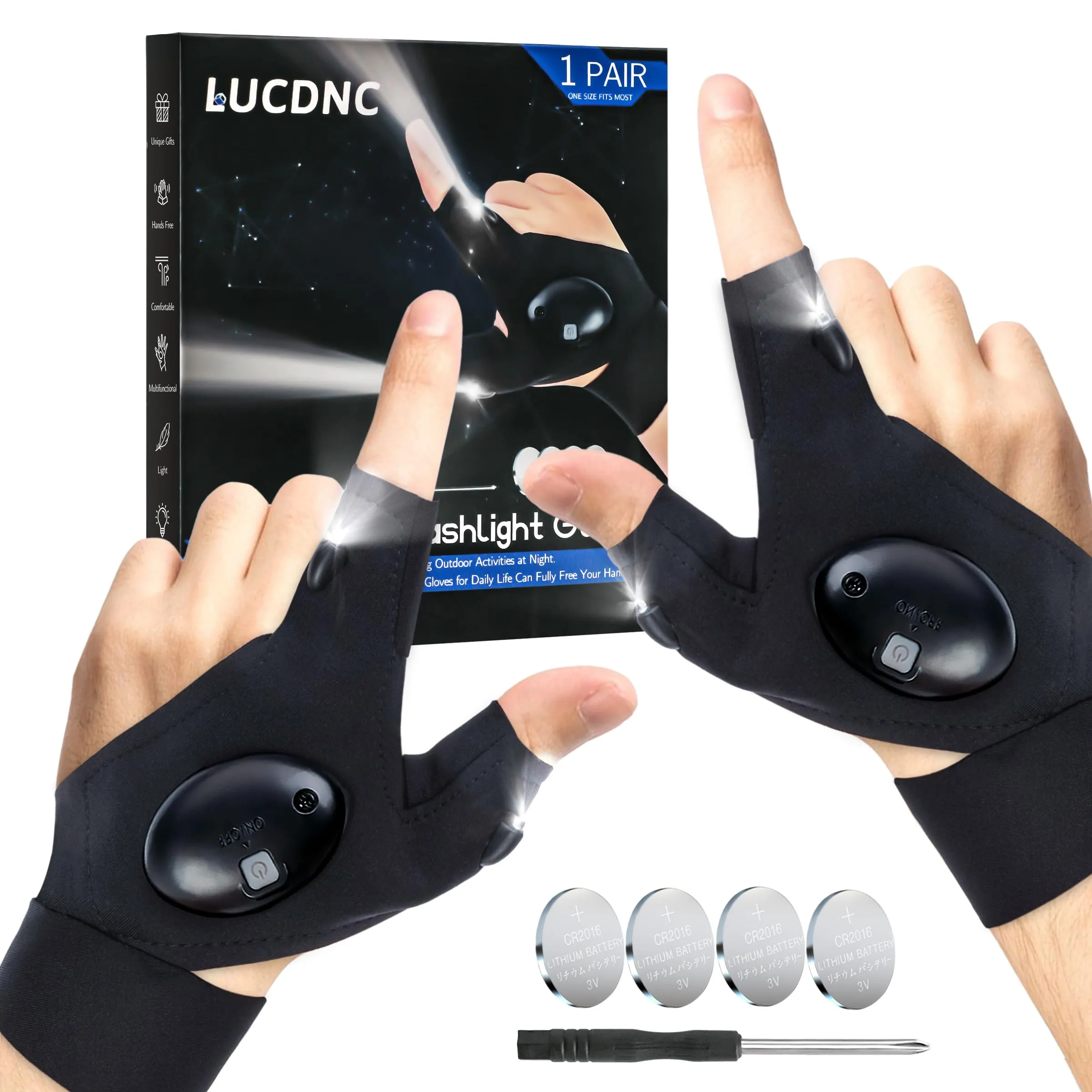 LUCDNC LED Flashlight Gloves