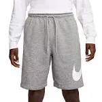 Nike Men's Sportswear Club Brushed Fleece Shorts, Grey, Size: XXL, Fleece/Polyester/Cotton