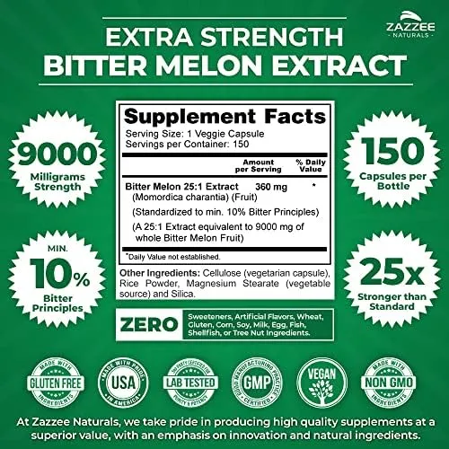 Zazzee Extra Strength Bitter Melon 25:1 Extract