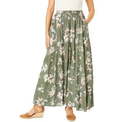 Woman Within Women's Plus Size Pull-On Elastic Waist Soft Maxi Skirt