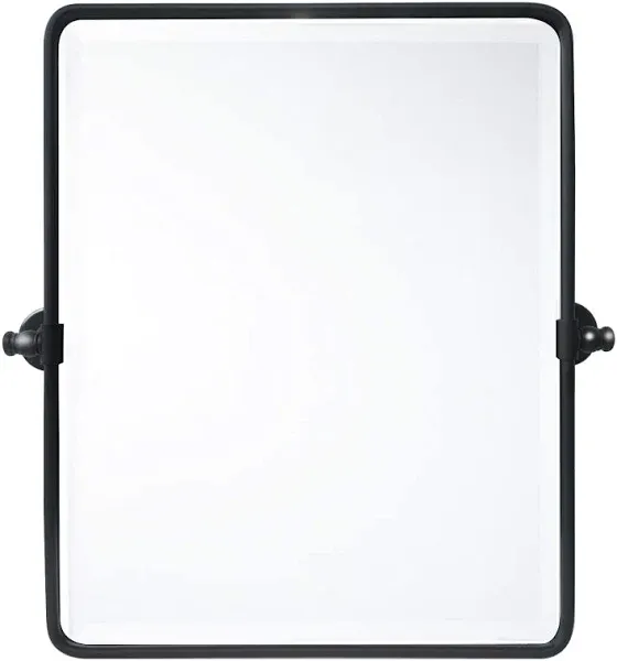 TEHOME Farmhouse Pivot Rectangle Bathroom Mirror Black Metal Framed Tilting Beveled Vanity Mirrors 20x24 inch, Size: 20 x 24