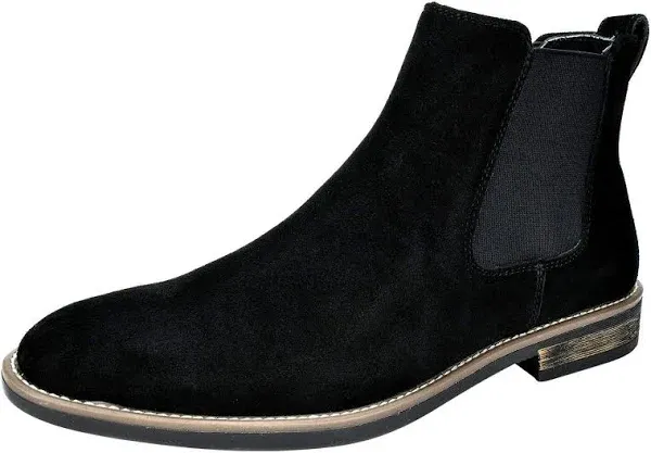 Men&#x27;s Suede Leather Chelsea Boots Ankle Boots Round Toe, Low Heel, Mid-Cut