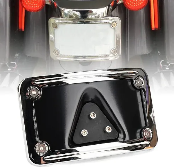 Kuryakyn 9171 Curved Laydown License Plate Mount with Frame - Chrome