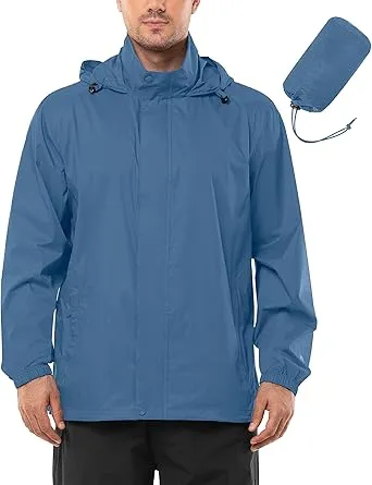 Outdoor Ventures Men's Rain Jacket Waterproof Lightweight Packable Rain Shell Raincoat with Hood for Golf Hiking Travel