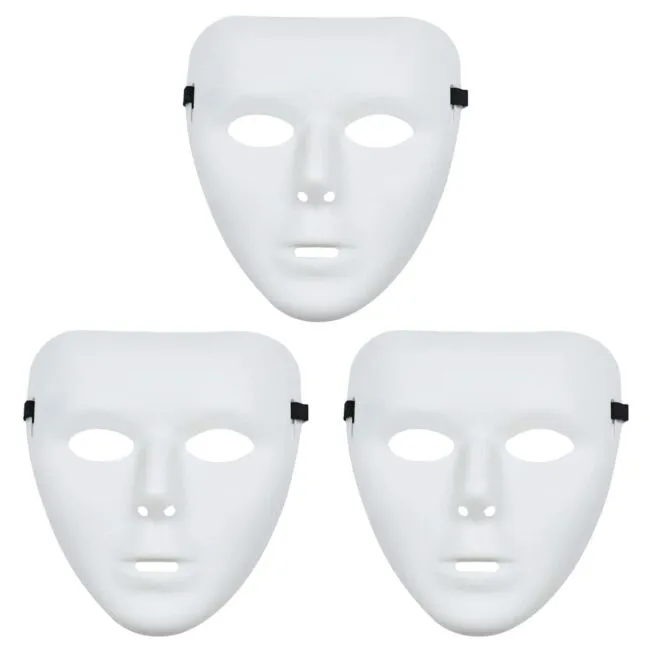 3 Pcs Halloween Mask, White Blank Face Masks for Halloween, Full Face Plastic...