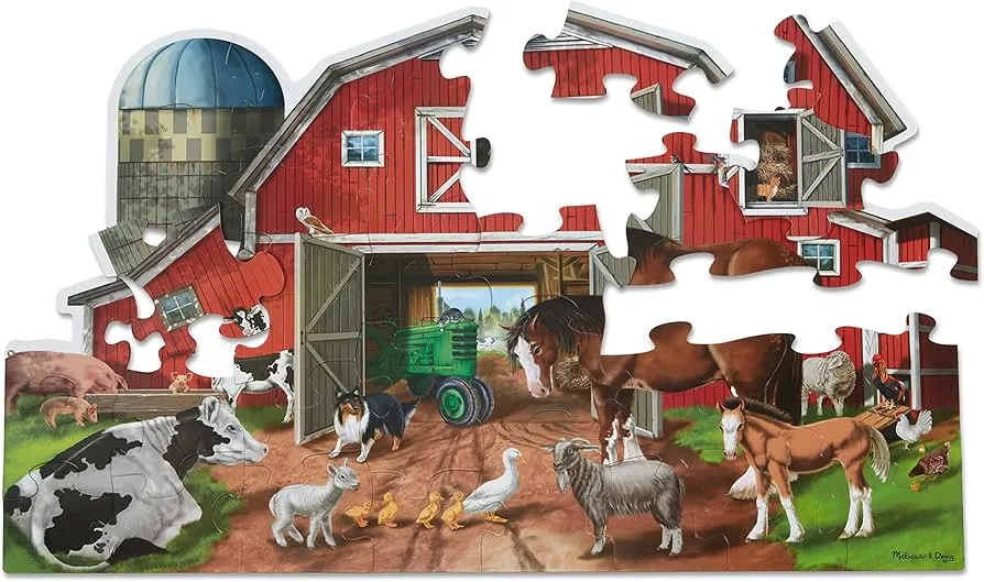 Melissa and Doug 32 Piece Puzzle Floor Busy Barn 3 foot x 2 foot Ages 3 Plus