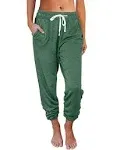 AUTOMET Baggy Sweatpants for Women with Pockets-Lounge Womens Pajams Pants-Womens Cinch Bottoms Joggers for Yoga Workout Green