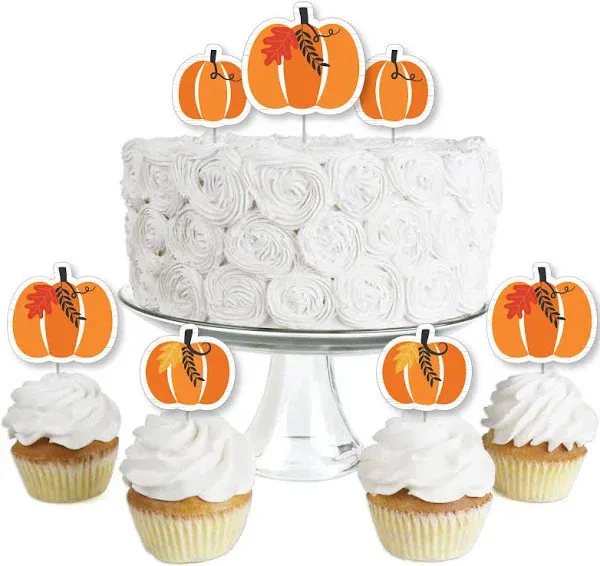 Big Dot of Happiness Fall Pumpkin Dessert Cupcake Toppers