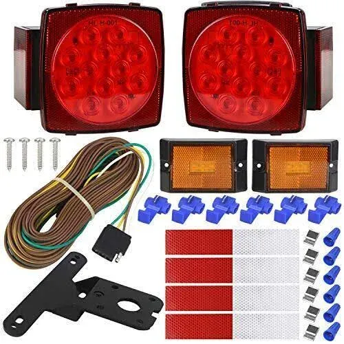 LINKITOM Submersible LED Trailer Tail Light Kit, Super Bright Brake Stop Turn Reverse Tail License Lights for Under 80 Inch Trailer Boat Utility Trailer Marine Camper RV