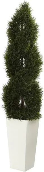 Nearly Natural 5.5' Double Pond Cypress Spiral Topiary Artificial Tree