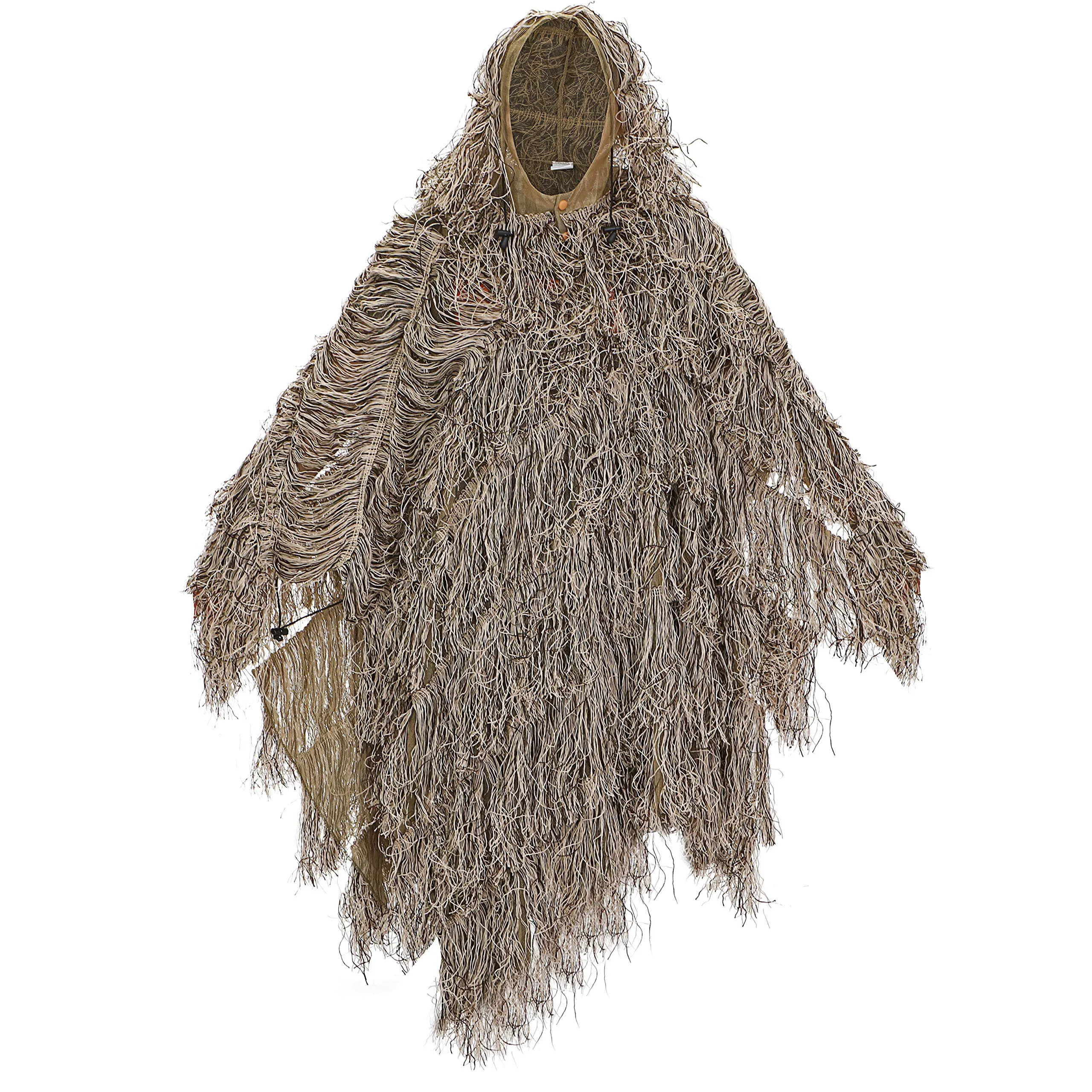 Ghillie Suit Poncho for Hunting Bird Watch Gilly Camouflage Cloak Green and Dese