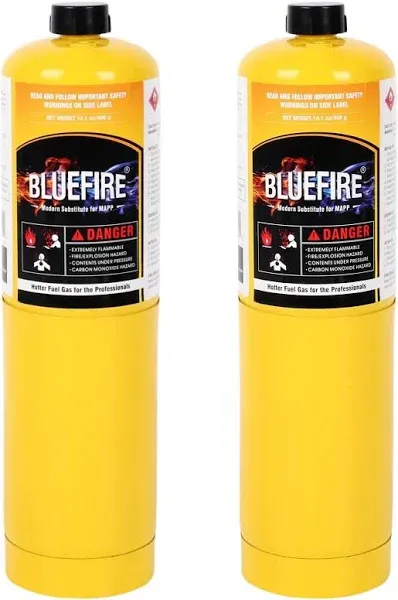 [NEW] BLUEFIRE MAPP MAP PRO Gas Fuel Cylinder, 14.1oz, Hotter than Propane!