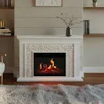 Northwest 47-Inch Freestanding Electric Fireplace with Mantel and Remote (White)