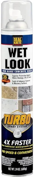 Rust-Oleum Seal-Krete 357925 Wet Look Turbo Concrete Sealer Spray, 24 oz, High Gloss Clear, (Pack of 1)