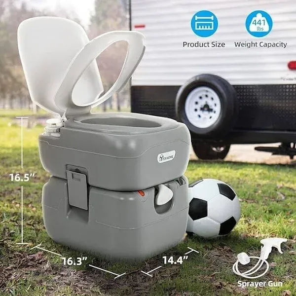 YITAHOME Portable Toilet Camping Porta Potty 5.8 Gallon with Carry Bag and Hand Sprayer, Leak-Proof Indoor Outdoor Toilet with Level Indicator, Handle