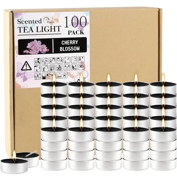 Black Scented Tealight Candles 100 Pack