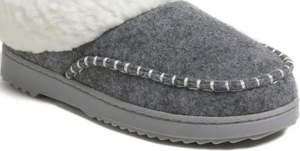 Dearfoams Women&#039;s Nyla Felted Plaid Moccasin Toe Clog House Shoe Slipper