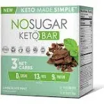 No Sugar Company, Keto Bar, Chocolate Mint, 12 Bars, 1.41 oz (40 g) Ea