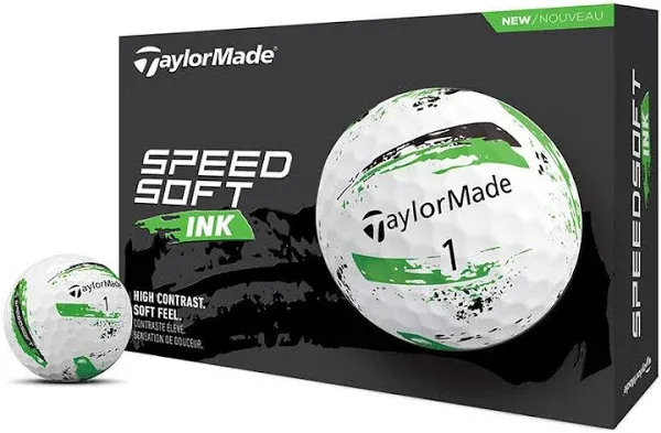 New TaylorMade SpeedSoft Ink Golf Balls White/Green