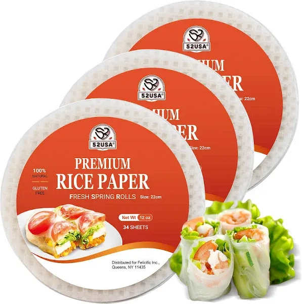 52USA Rice Paper 3 Pack Rice Paper Wrappers Fresh Spring Roll Wrappers &amp; Dump...