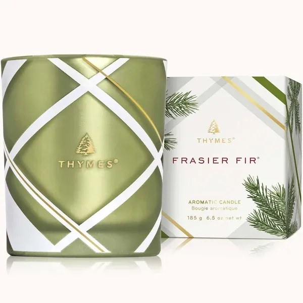 Thymes Frasier Fir Frosted Plaid Poured Candle