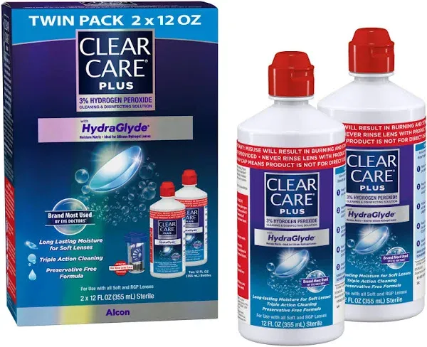 Clear Care Plus HydraGlyde Cleaning and Disinfecting Solution -12 fl oz-New