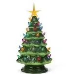 Milltown Merchants Ceramic Tabletop Christmas Tree with Lights