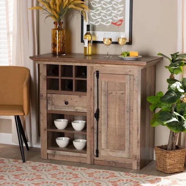 Baxton Studio Albert Modern Farmhouse Rustic Finished Wood 2-Door Dining Room Sideboard Buffet