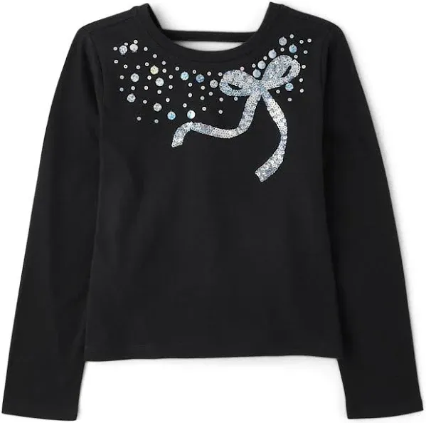 The Children's Place Girls' Long Sleeve Graphic Top with Back Detail