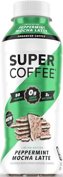 Super Coffee RTD Peppermint Mocha Latte 12 fl oz 12 Pack