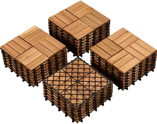 Yaheetech 27pcs Hardwood Interlocking Patio Deck Tiles Acacia Waterpro