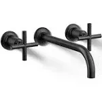 Kohler T14414-3-BL Purist Wall-Mount Bathroom Faucet Trim - Matte Black