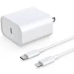 DABUSTAR for iPhone Fast Charger, 20W USB C PD Wall Charger Block Plug with[MFi Certified]6ft Type C to Lightning Cable Quick Charging Data Sync Cord