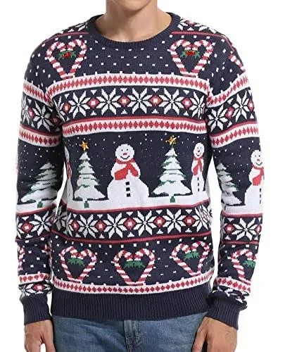 Men's Holiday Reindeer Snowman Santa Sweater