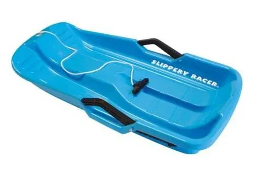 Slippery Racer Downhill Thunder Kids Toddler Plastic Toboggan Snow Sled, Blue