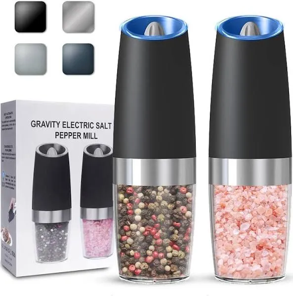 BN-LINK Gravity Electric Salt & Pepper Grinder Set (2 Pack)