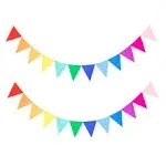 LOVENJOY 2 Assembled Rainbow Banners Felt Bunting Multicolor for Colorful Birthday Party Decorations