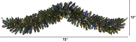 Nearly Natural Flocked Artificial Christmas Garland with 50 LED Lights and Berries