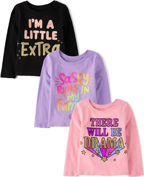 NWT The Children&#x27;s Place Toddler Girls Sassy Graphic Tee 3-Pack - multi color