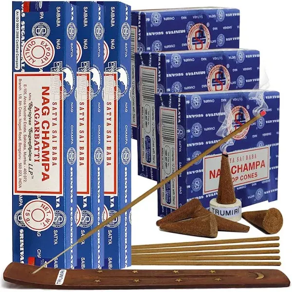 Nag Champa Incense Sticks and Nagchampa Incense Cone Variety Pack Bundle Insence-Sticks Insence Insense Insiensos