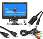 7 inch Small Mini HDMI VGA AV(RCA) Monitor 1080P LCD Screen; IPS 1024X600 Pix...