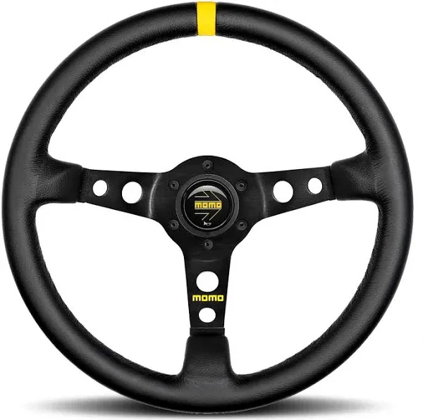 MOMO MOD.07 STEERING WHEEL - BLACK LEATHER