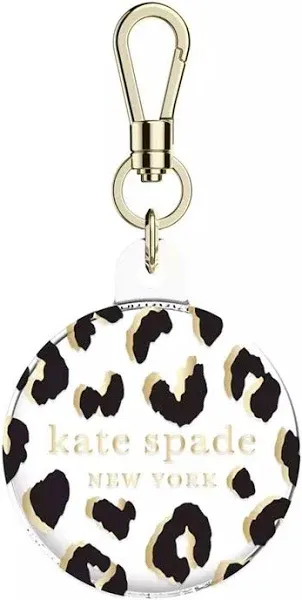 NEW! KATE SPADE New York Protective Case for Apple AirTag Gold Ring Clip Leopard