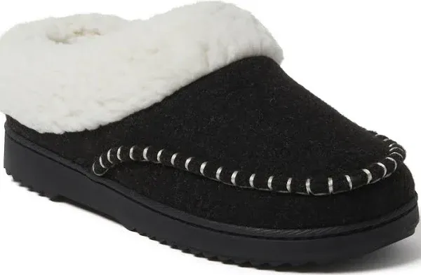 Dearfoams Women&#039;s Nyla Felted Plaid Moccasin Toe Clog House Shoe Slipper