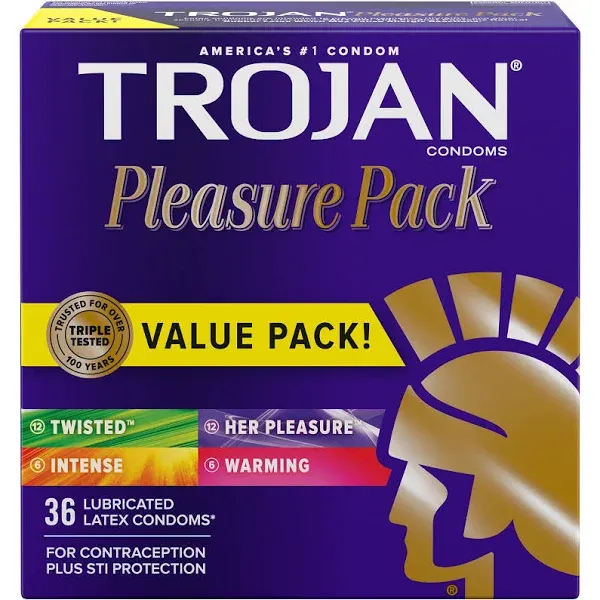 Trojan Lubricated Condom Pleasure Pack - 36 Count Exp 2025