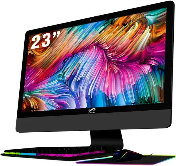 All-in-One Desktop Computer, 23" FHD Display, Core i5 3.0G up to 3.7GHz, 16G, 512G SSD, WiFi, BT 5.0, RGB Keyboard & Mouse & Mouse Pad, Webcam, W10H64