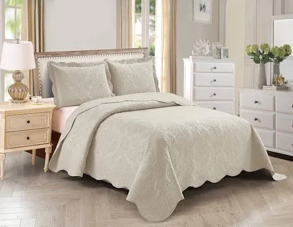 Home Collection Over Size Elegant Embossed King/Californi<wbr/>a King, Beige 