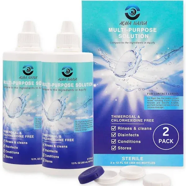 Aqua Naina 12 Fl Oz Contact Lens Solution Cleaning and Disinfecting Multi-purpose Contact Solution