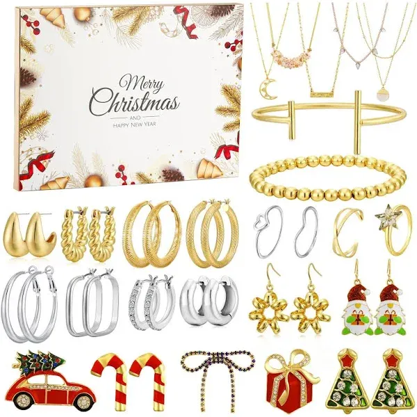 Jewelry Advent Calendar 2024 for Women Adult Countdown 24 Days to Christmas C...